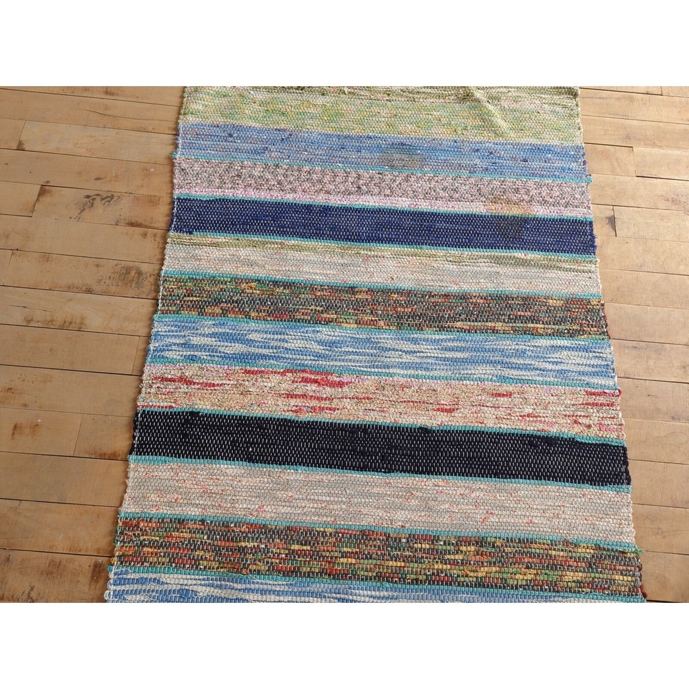 Antique Imported Swedish Hand Made Rag Rug Runner (26.5" x 140" ) As Shown - Picture 9 of 12